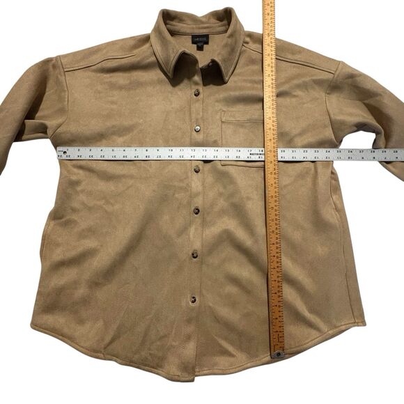 J. Jill Wearever Collection XL Tan Faux Suede Stretch Shirt Jacket Shacket - Picture 4 of 5